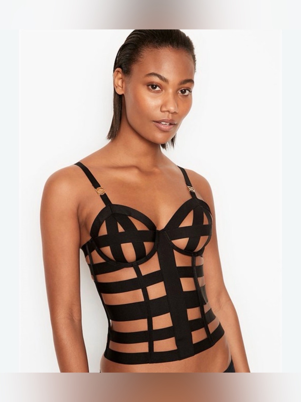 Victoria Secret Very Sexy Tie-Up Corset Bondage Top Black Large
